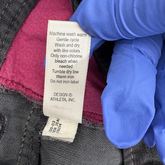 ATHLETA Women Frontier Jeans 30x31 Black Dark Denim Straight Leg Drawstrings - Picture 11 of 16